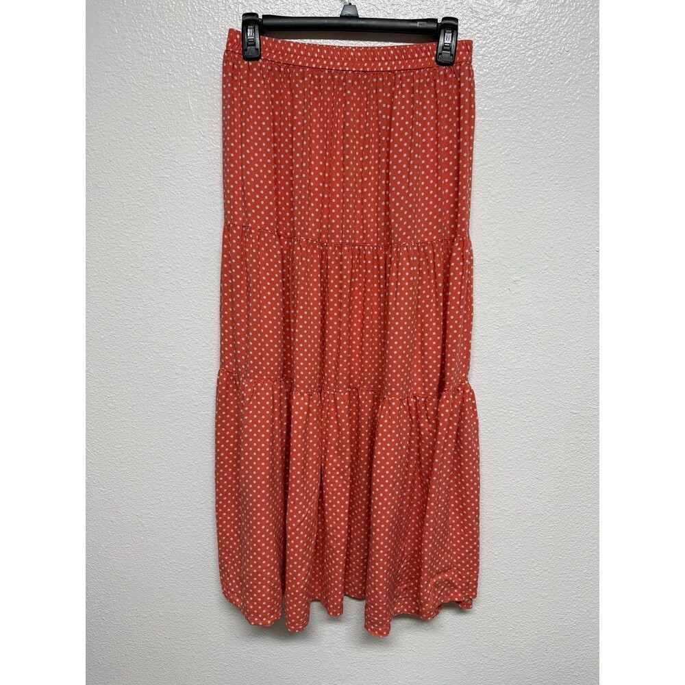 Orange polka-dot Maxi Tiered Skirt Size Small Summer